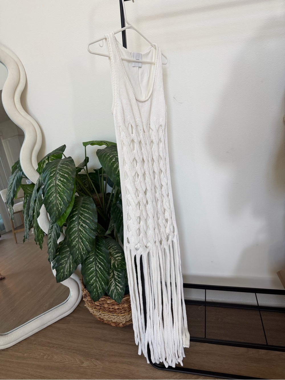 ANKVAS Aubri White heavy Crochet Fringe Tank Dress size small - Picture 5 of 10